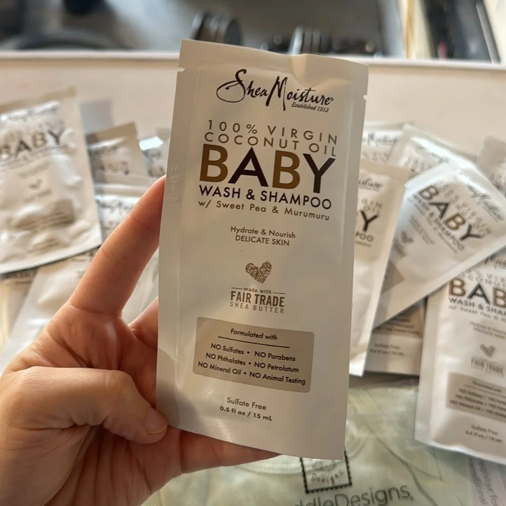 Baby Shea Moisture Shampoo Wash Sample Pack Swaddle Onesie Bundle